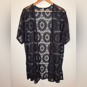 NEW Honeyme Large Black Lace Swim Coverup/Cardigan